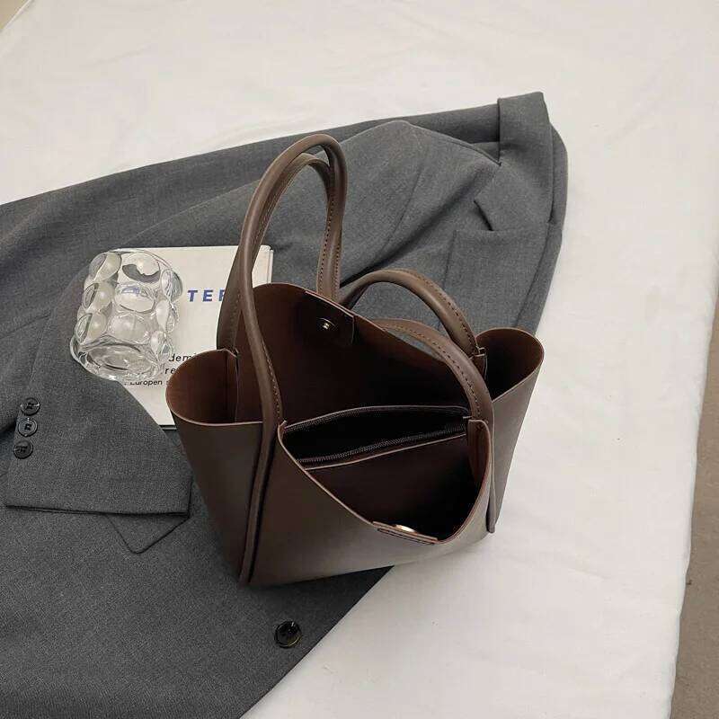 LEFTSIDE Small PU Leather Bucket Bags for Women 2025 New in Korean Fashion Tote Handbags and Purses Shoulder Bag