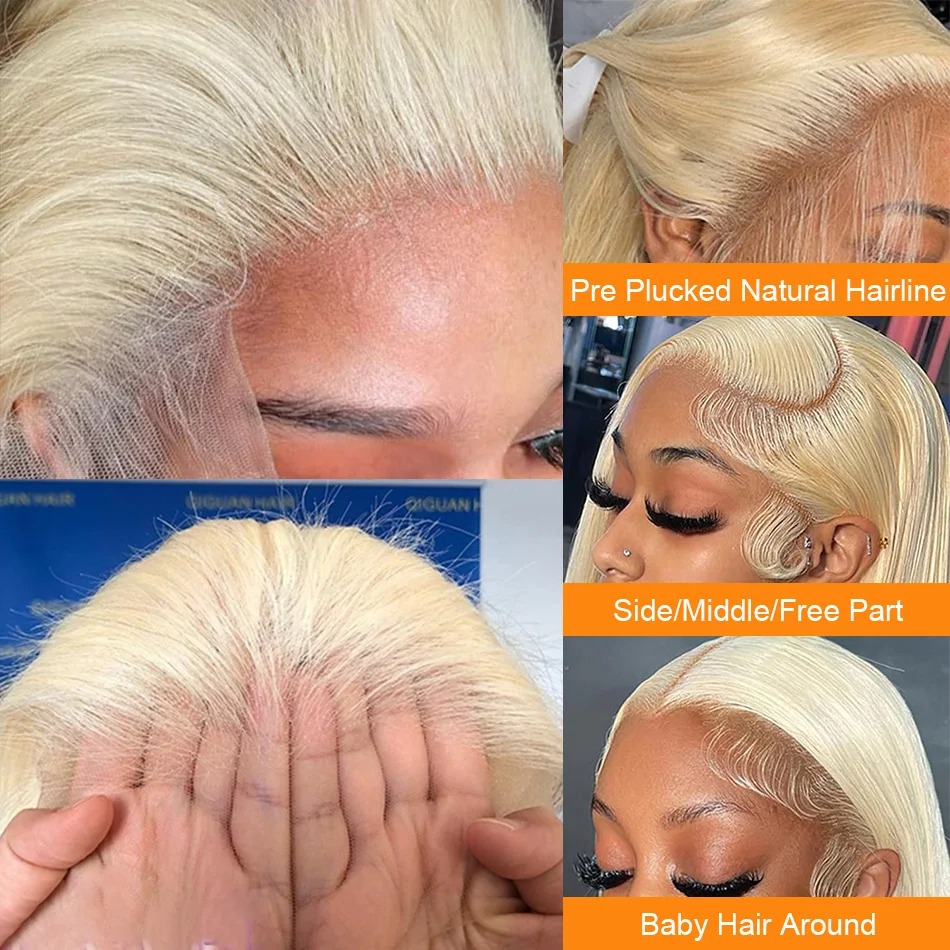 13x4 13x6 360 HD Transparent 613 Honey Blonde Color Lace Front Human Hair Wigs for Women Raw Brazilian Straight Synthetic Lace Frontal Wig
