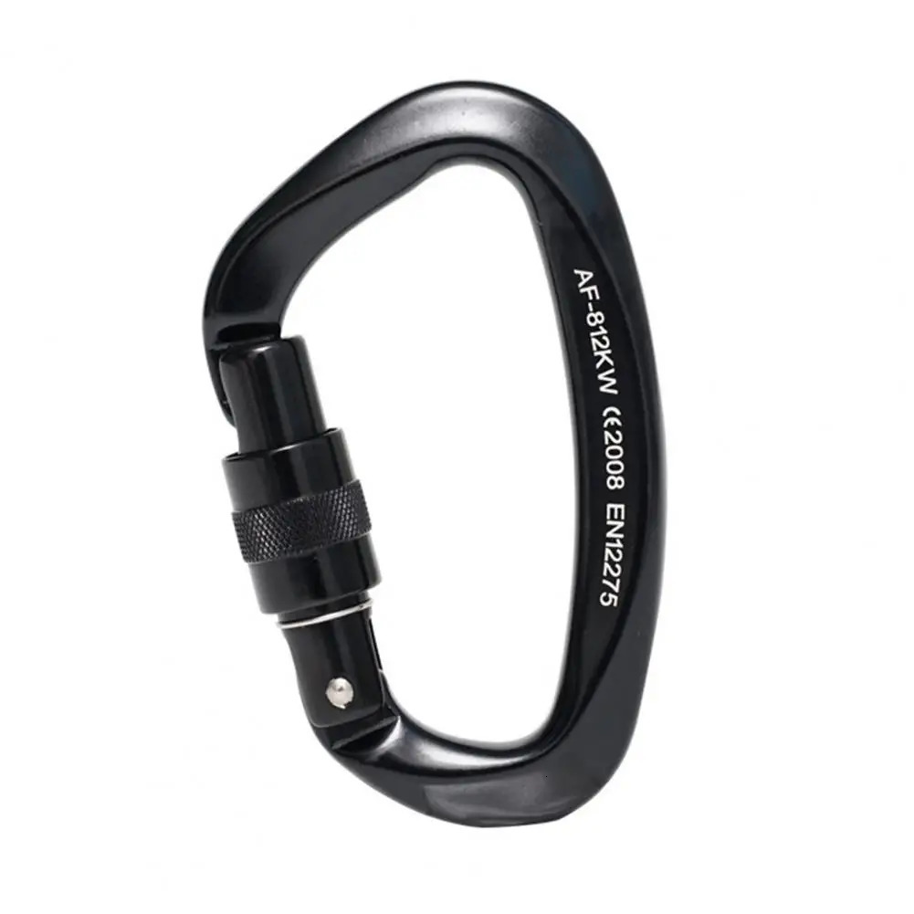 Climbing Carabiner Screw Gate Locking Heavy Duty 812KW 25KN Aviation Aluminum Dshaped Ring Outdoor Hiking Snap Hook Clip 250611