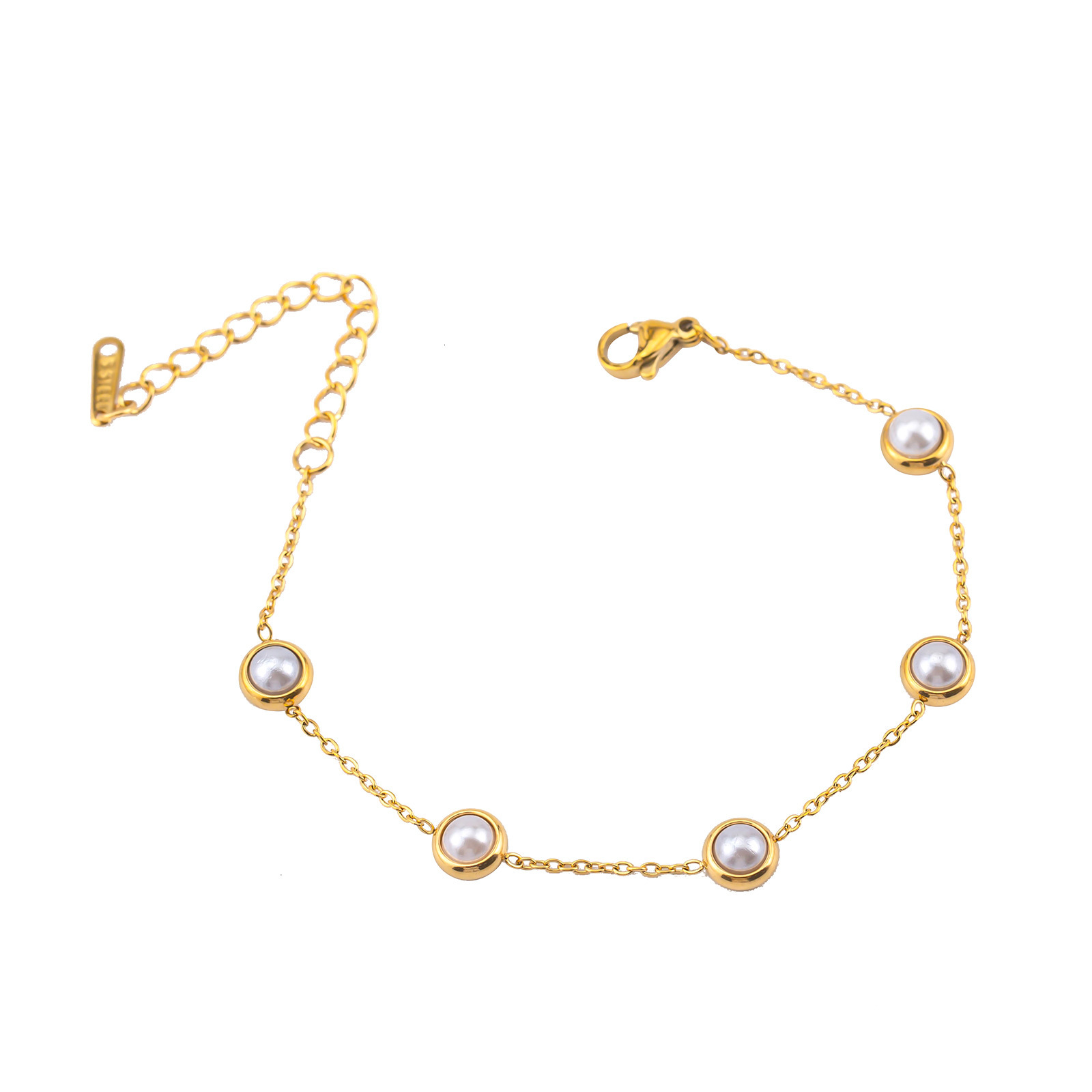 Fashionable Elegant Simple Personality Versatile Round Bead Pearl Bracelet for Women Light Style High-end Titanium Steel Non-fading Jewelry