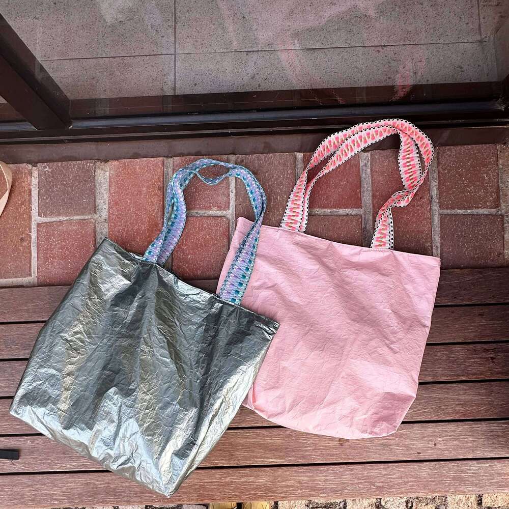 Fashion Dupont Paper Women's Shoulder Large Capacity Lightweight Shopping Beach Bag Summer Vacation Handbag