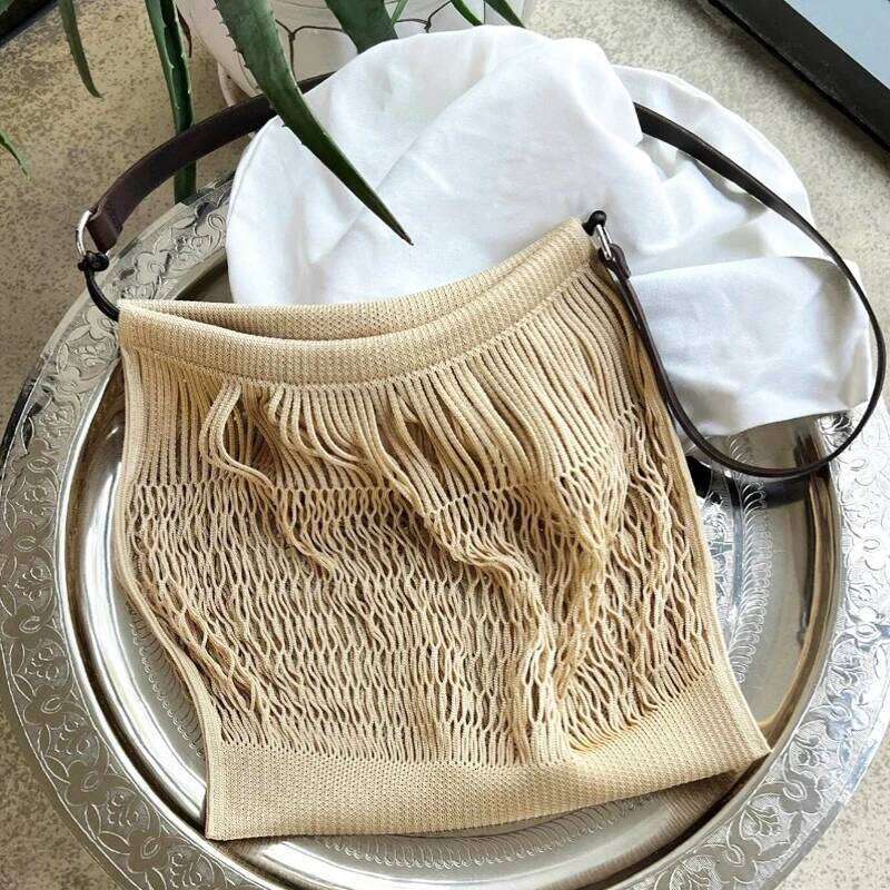 Women's Bags Designer Hollow Out Slim Shopping Bags For Women Designer Handbag And Purses New In Polyester To Woven Underarm Mesh Shoulder