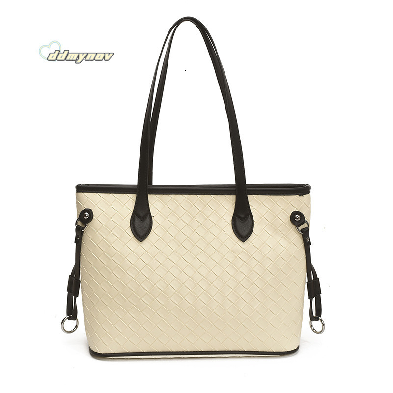 Minimalist Elegant Woven Pattern Tote for Women 2025 Summer New Large Capacity Office Commute Shoulder Underarm Bag ddmynov ddmynov