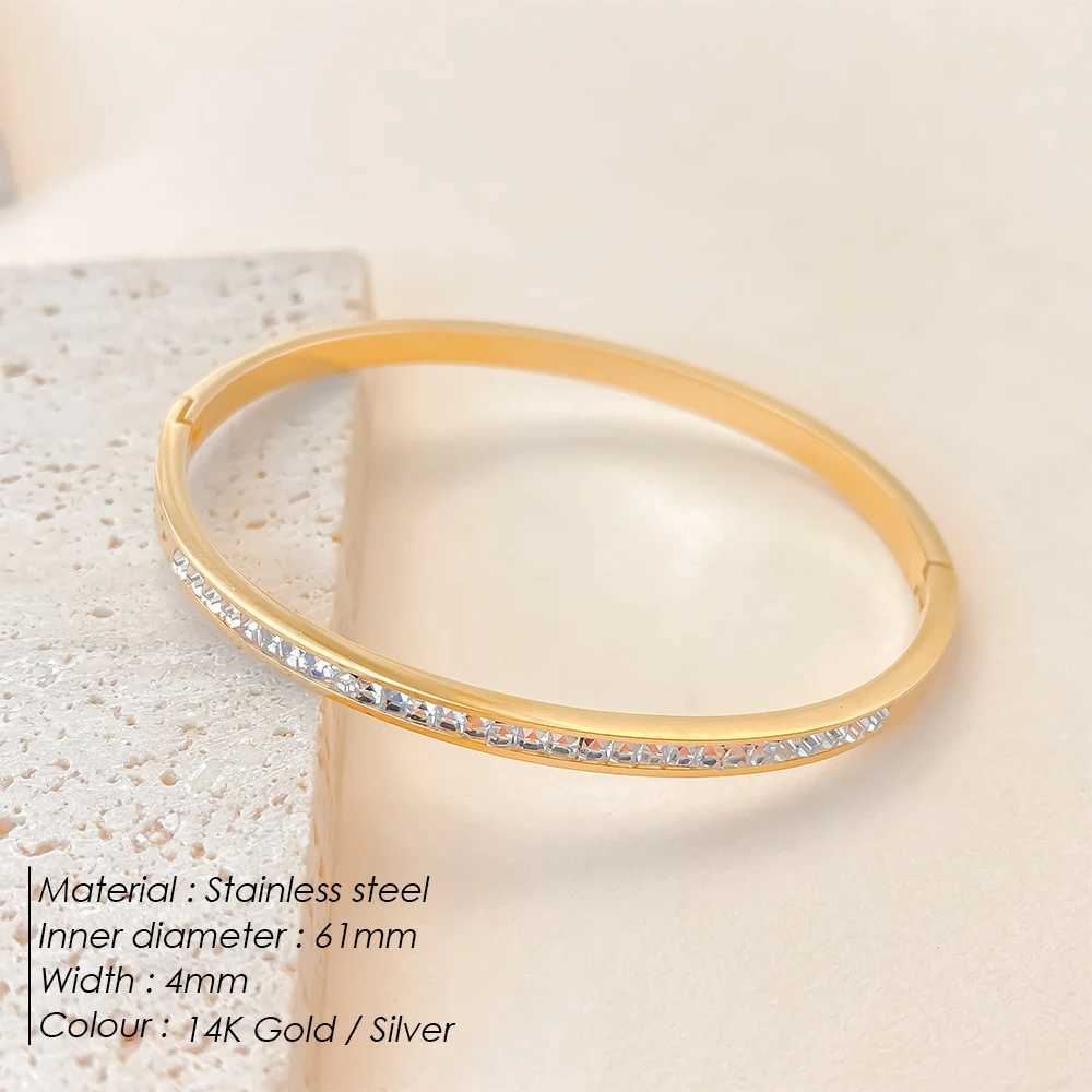 eManco Stainless Steel Jewelry Inlaid White Rhinestone Bangle Womens Waterproof Bangles 48 Hour Shipping Z250616
