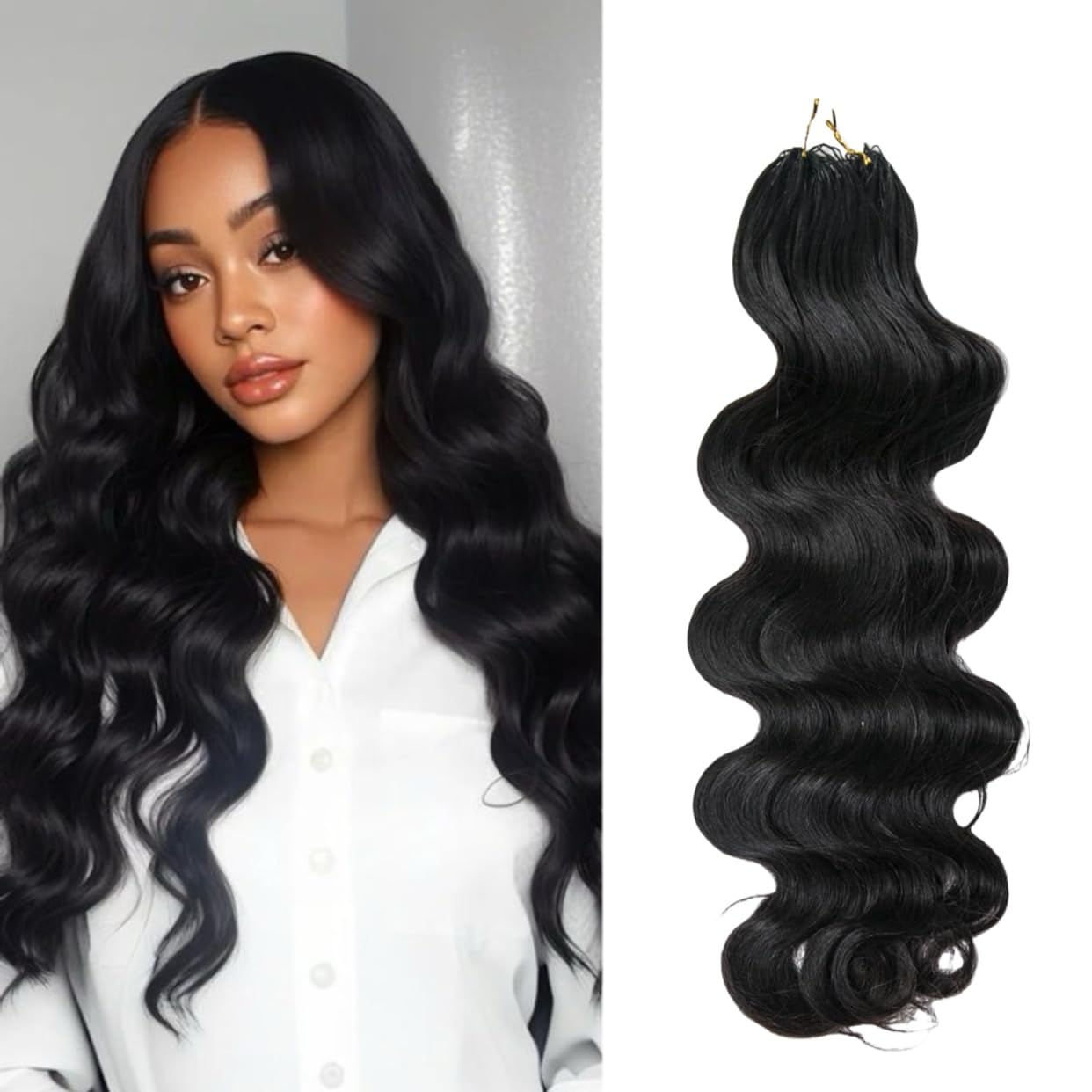 Knotless Pre-Separated Crochet Hair Extensions Human Hair Body Wave Feather Crochet Braid Hair Extensions 100% Human Hair Natural Color 100g/pack