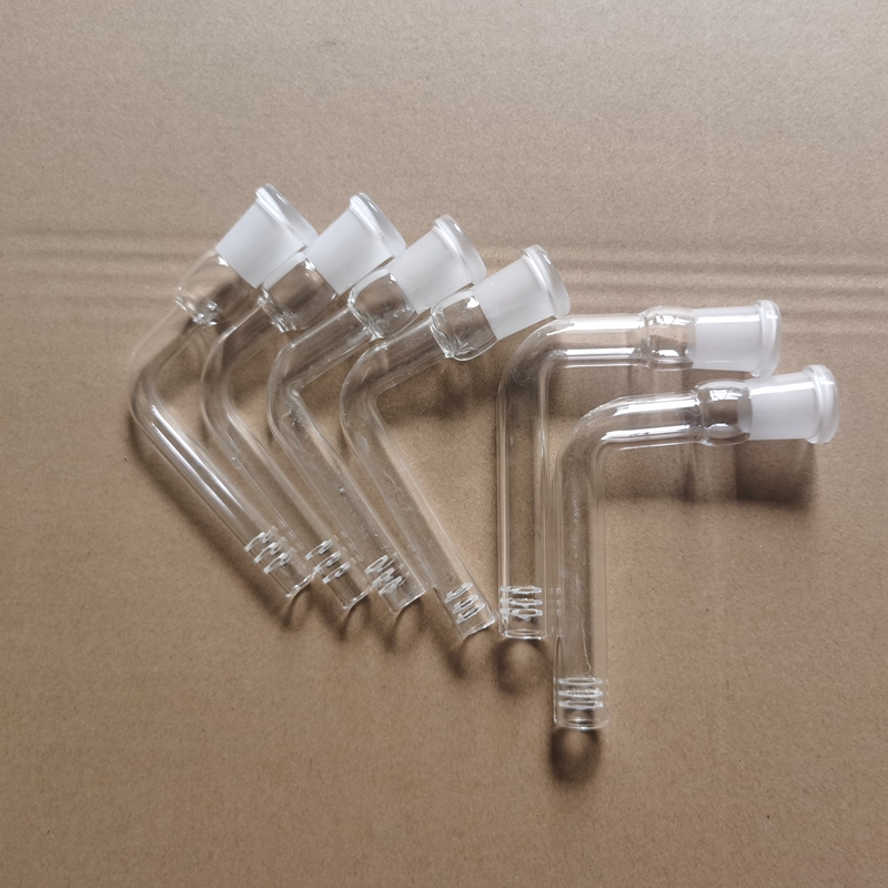 10Pcs Clear Glass Downstem Smoking Pipe 14mm Female 90 Degree Down Stem with 6 Cuts For Beaker Water Pipes Accessories 10mm 12mm 14mm Pipe diameter
