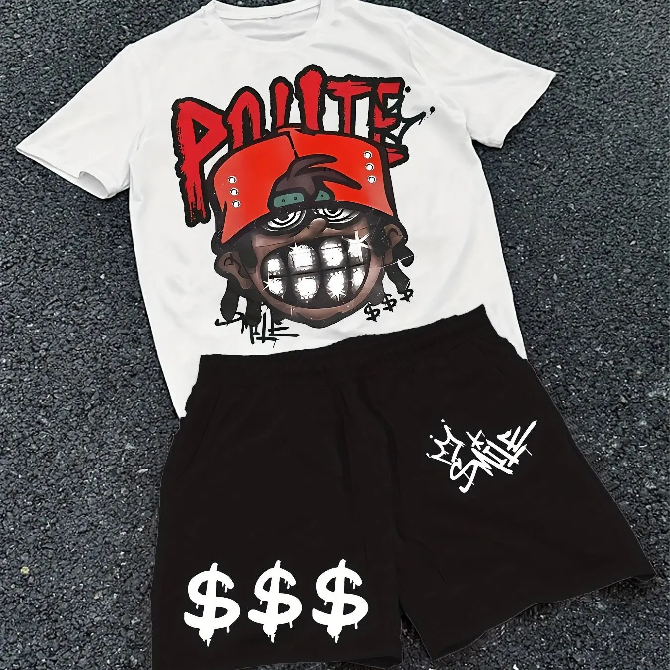 Mens Shortsleeved Tshirt Casual Suit Summer Y2K Fashion and Womens Sports Loose Suit 250612