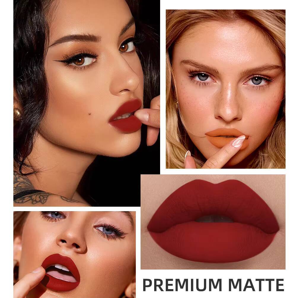 Matte Liquid Lipstick Waterproof Velvet Nude Sexy Red Gloss Long Lasting Nonstick Lip Stain Makeup 24 Colors Hot Lipgloss happy