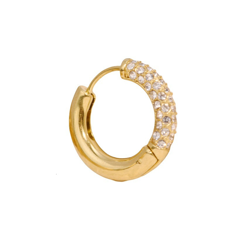 Fashion Light Style Simple Elegant Dia-Studded Earrings for Women Versatile High-End Titanium Steel Non-Fading Jewelry