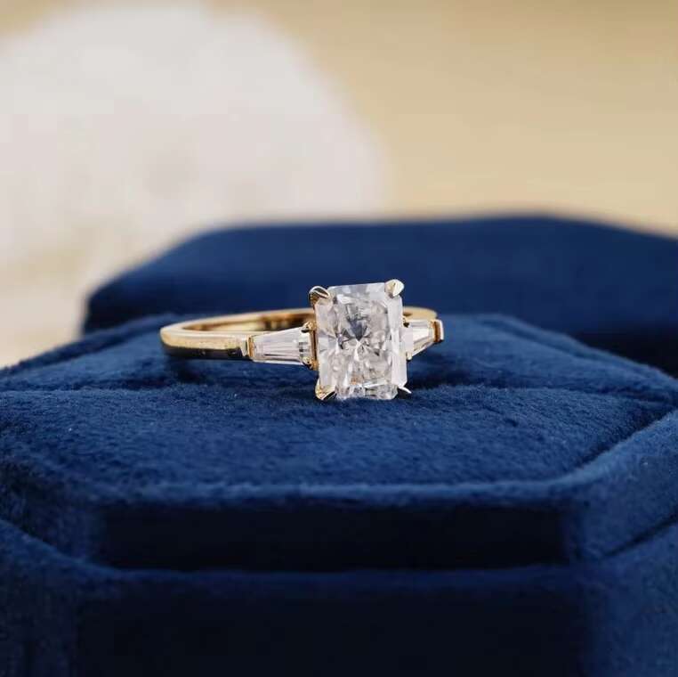 Fine Jewelry Womens Elegant Baguette Cut Moissanite Diamond Rings 925 Sterling Silver Rings Available for Sale