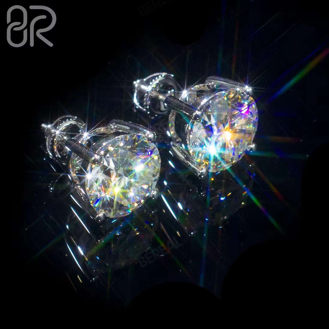 Hot Selling Gold Plated Vvs Moissanite Earring Pass Diamond Tester Round Brilliant Cut Diamond 925 Silver Stud Earrings Women