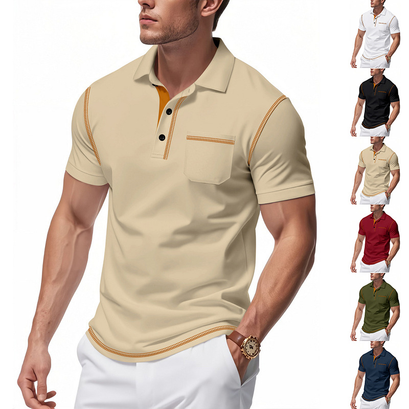 designer T-shirt polo top mens loose casual light luxury simple lapel breathable sporty short sleeve European code: S-3XL
