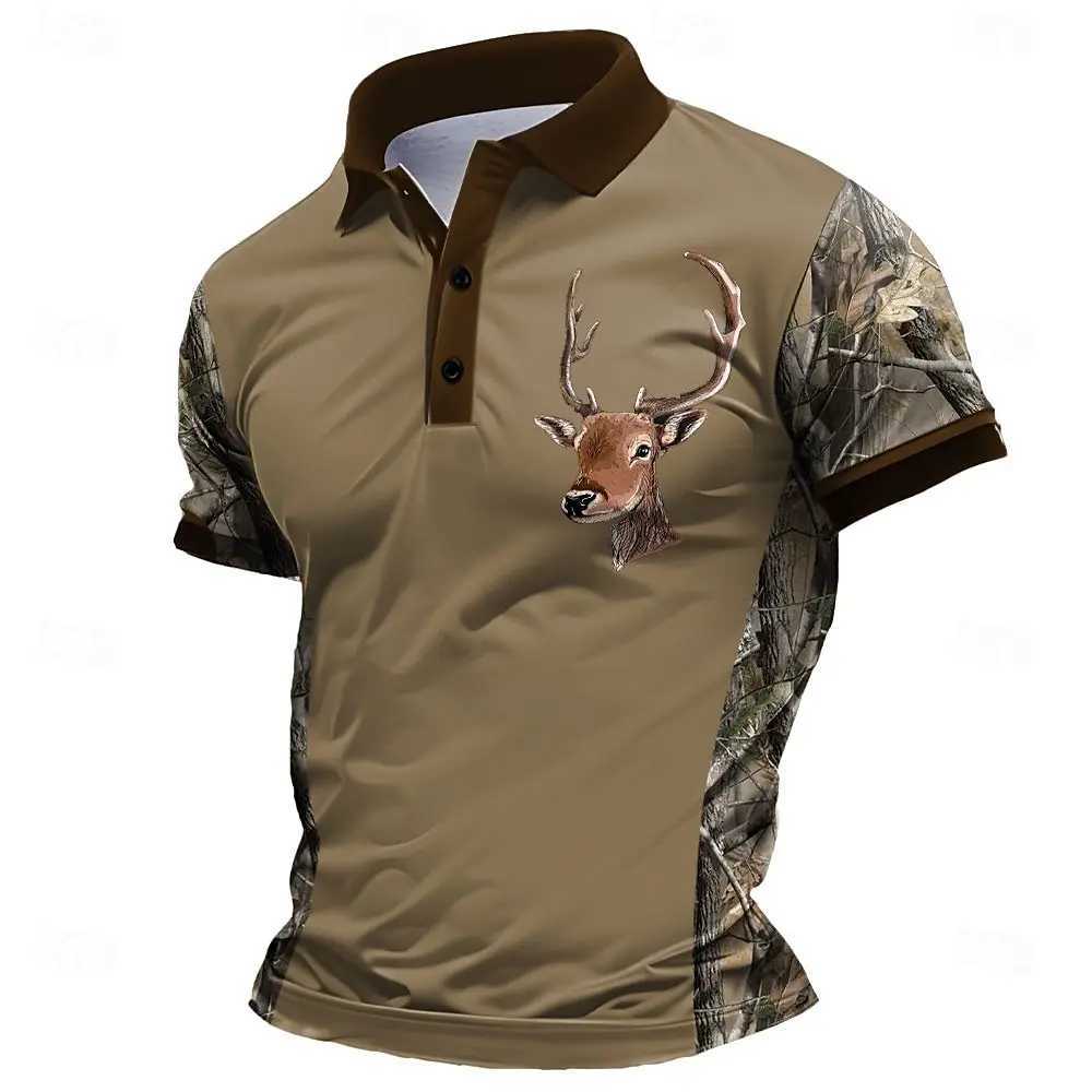 3D Milu Deer Print Half y2k Short Sleeve Sweatshirts Fashion Stand Collar Loose Mens Tops Casual Pullover Autumn Vintage Clothing W250616