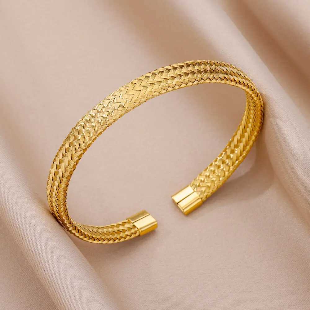 316L Stainless Steel Bangles For Women Vintage Punk Open Wide Bangle Exquisite Wedding Jewelry Gift Z250616
