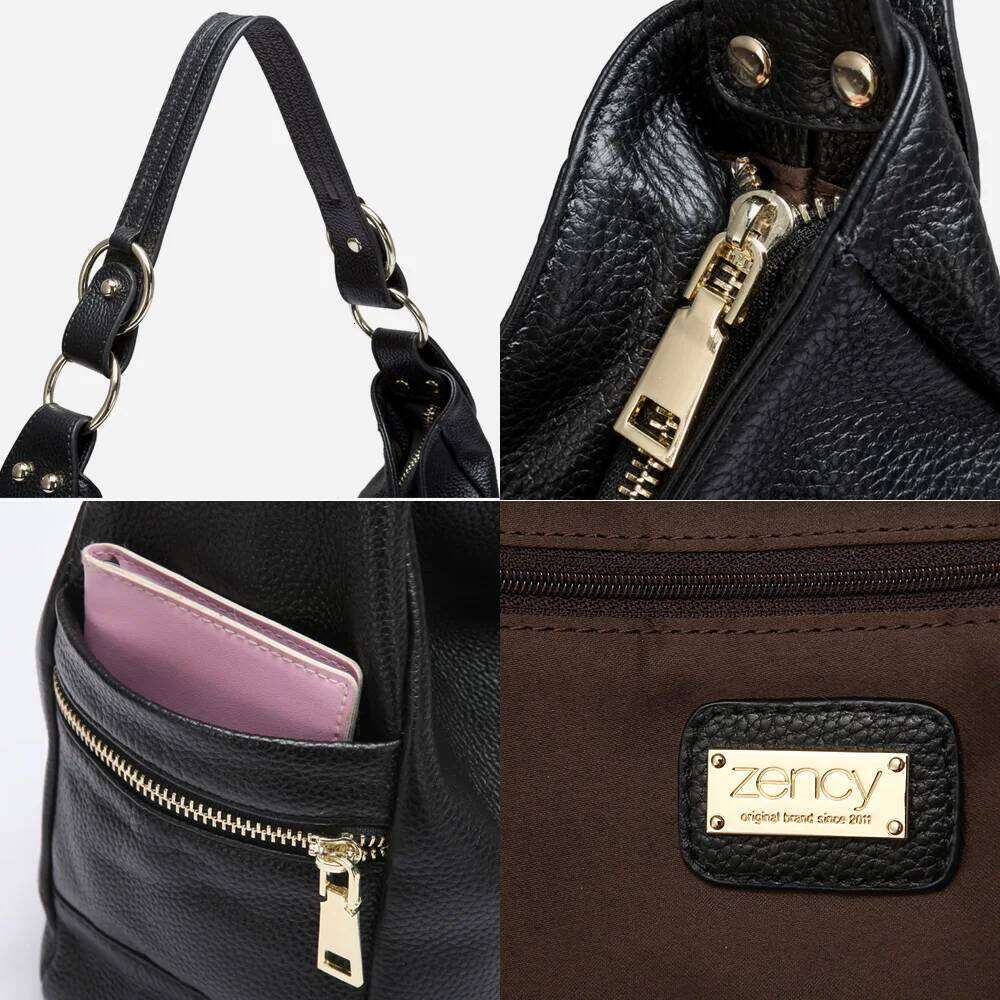 Designer bag 52 Zency Elegant 100% Genuine Leather Women Hobo Handbag Shoulder Large Capacity Lady Zipper Purse For Ladies Shopper Bag