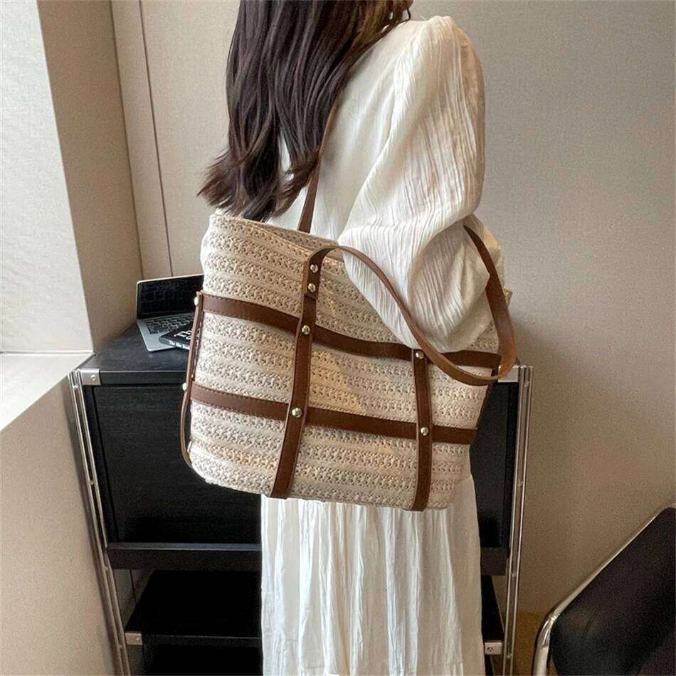 Brand Large Capacity Weave Straw Shoulder Bags For Women Casual Tote Travel Shopper Beach Bag Handmade Handbags