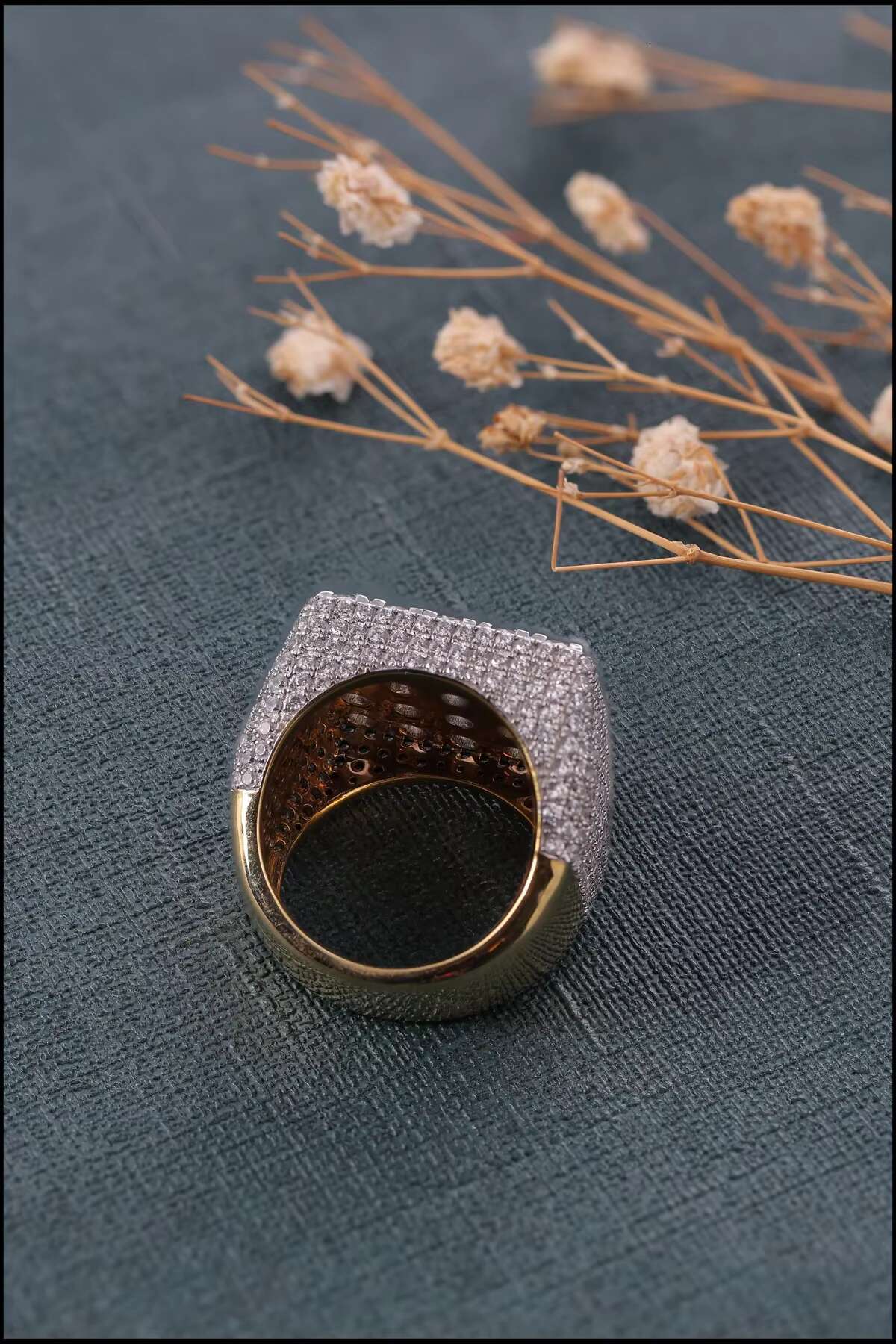 Unisex 925 Sterling Silver Hip Hop Vintage Diamond Ring Iced Out Design with Gold Plating Wedding Engagement Anniversary Party