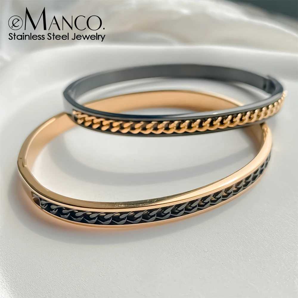 eManco Classic Chain Stainless Steel Gold plated Bangle High Quality For Women Wedding Party Jewelry 48 Hour Shippin Z250616