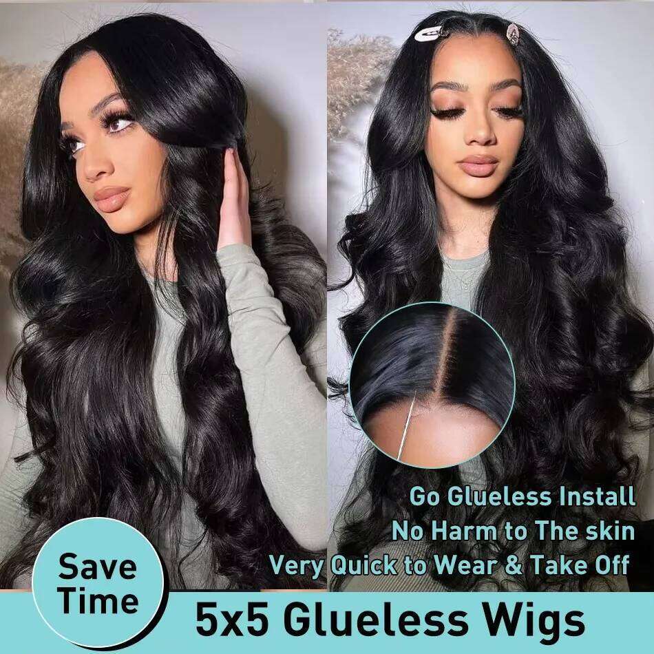 5x5 Glueless HD 250 Density 13x6 Body Wave Frontal Closure Wear Go Human Hair Wig 30 40 Inch 13x4 Lace Front Wigs Brazilia