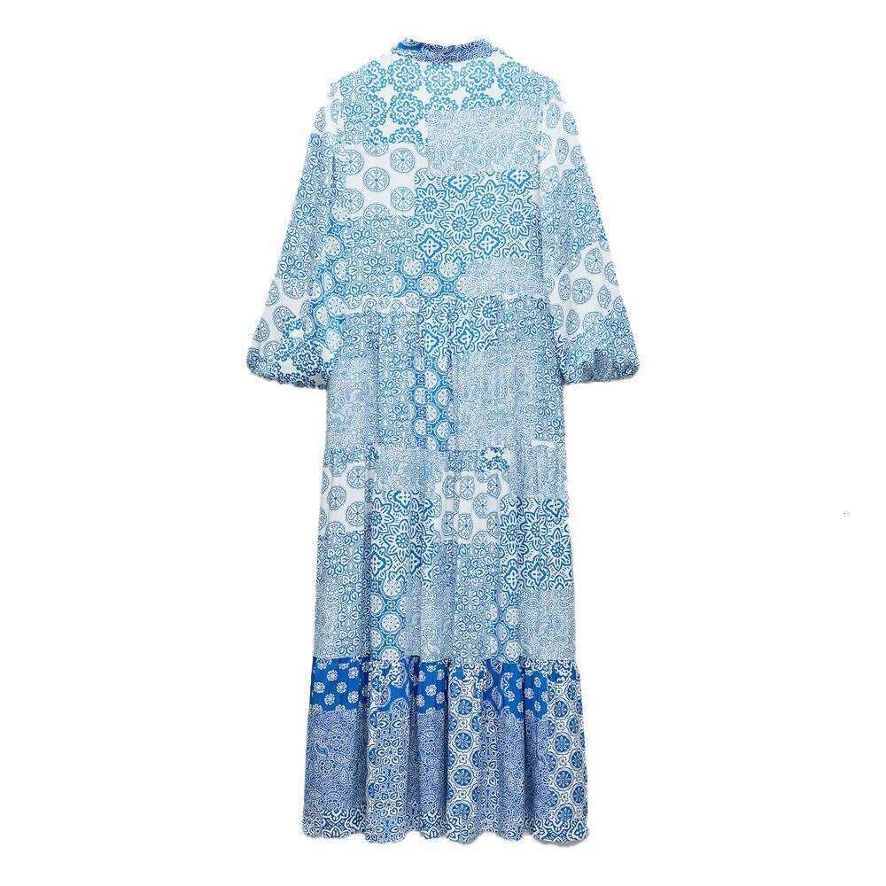 2025 Summer New Product Women's Fashionable And Western Style Leisure Print Layered Panel Dress