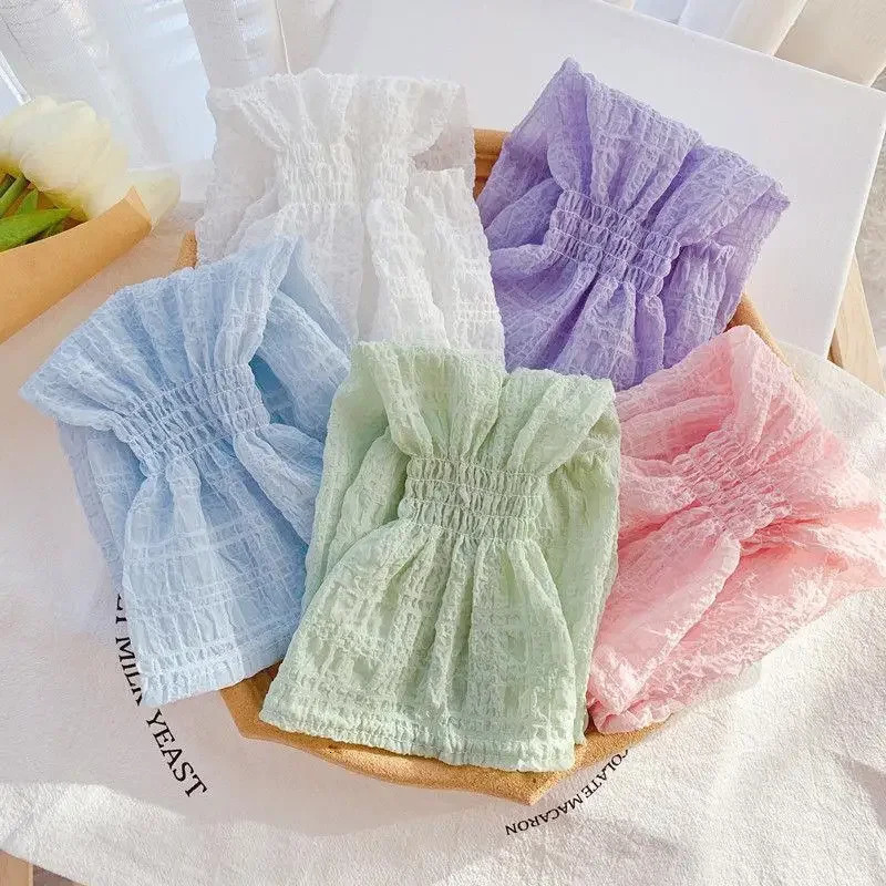 Summer Outdoor Sunscreen Cute Girl Korean Edition Loose Lace Sleeves Solid Color Sleeves UV resistant Ice Silk Sleeves 250610