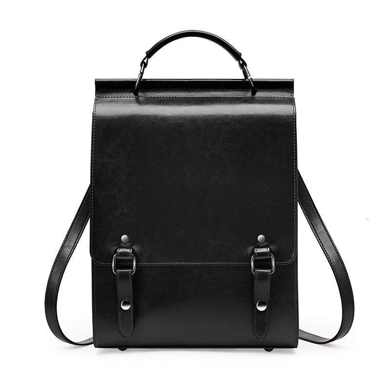 2025 New Genuine Leather Women British Style School Bag for College Students Simple Cowhide Laptop Backpack