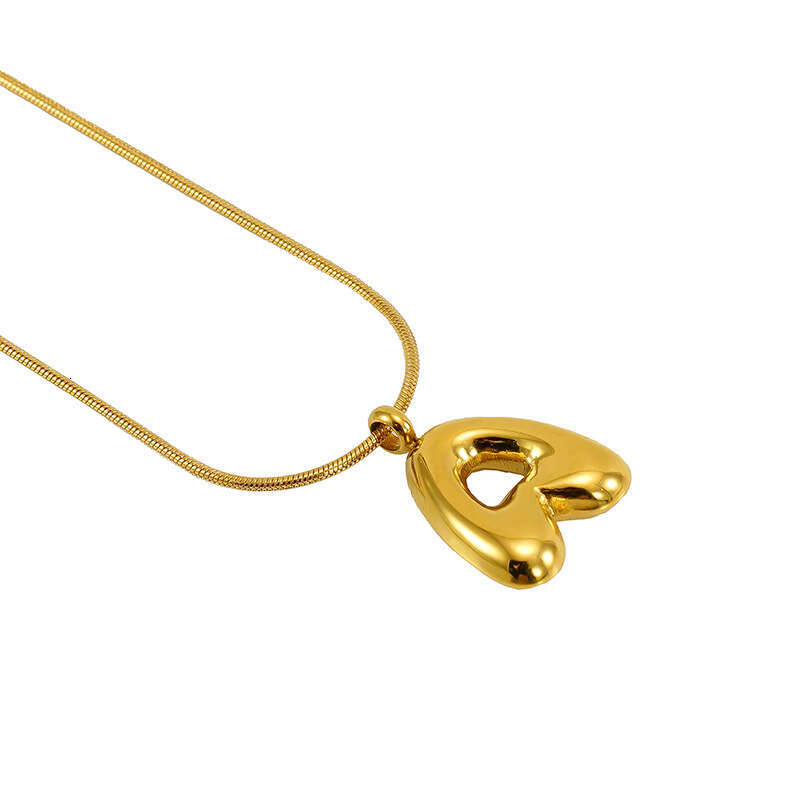 Hot Selling Bubble 26 English Letters Glossy Pendant Niche Versatile Gold-Plated Titanium Steel Necklace Jewelry with gift jewelry box