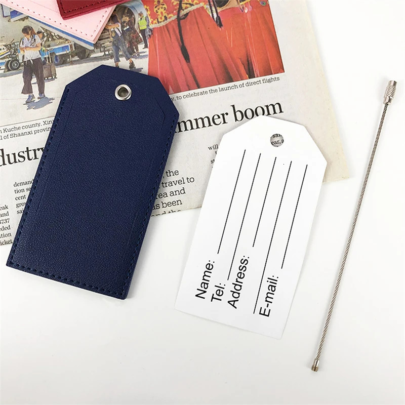 Women Men Luggage Tags for Suitcases Travel Accessories Fashion Solid Color PU Leather Suitcase Bag Label Tag Name ID Address 250616