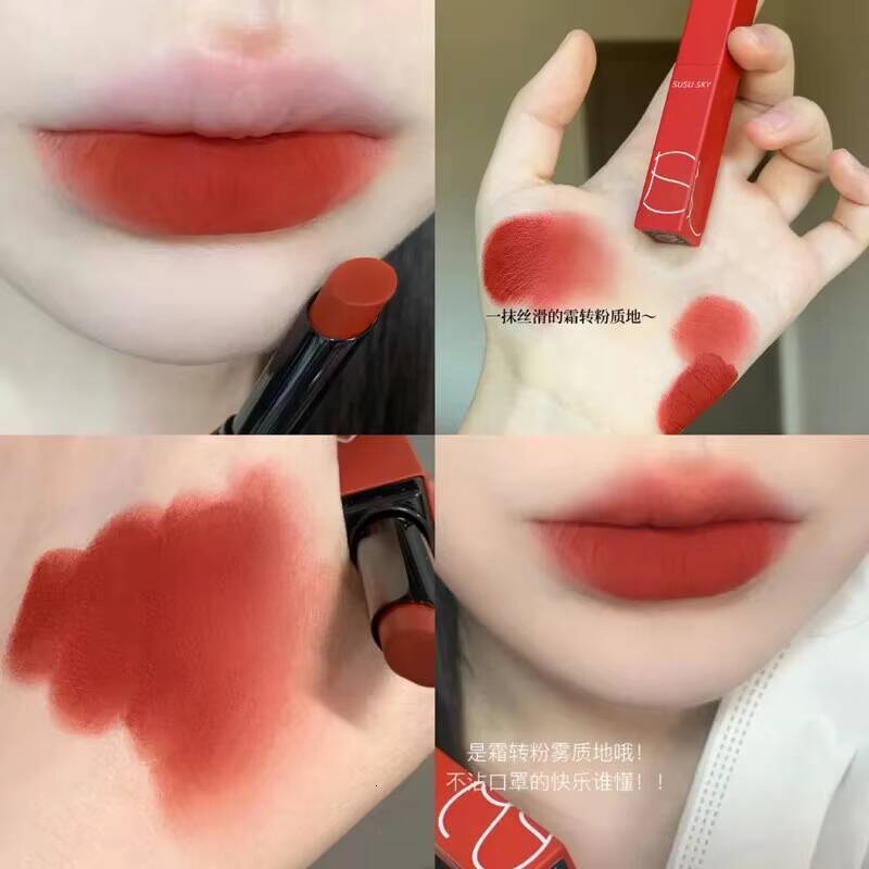 TX010Thin Tube Matte Lipstick, Waterproof Sweatproof, Does Not Fade Or Remove Makeup, Can Be Used on Both Lips and Cheeks happy