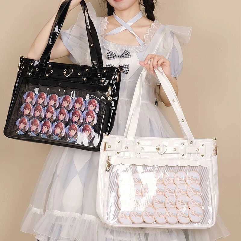 New Original Spicy Girl Cool Ita Bag Large Capacity Transparent Pain Layer Crossbody Bag Love Chain Ulzzang Shoulder Bag HandbagXJ2520616