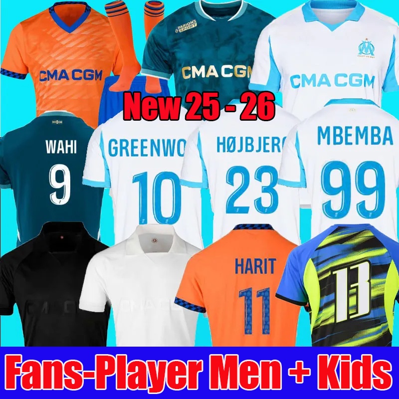 25 26 maillot de foot GREENWOOD marseill e jersey soccer jerseys WAHI OUNAHI harit 2025 OM KIDS football shirt hommes enfants Mbemba 125th Anniversary