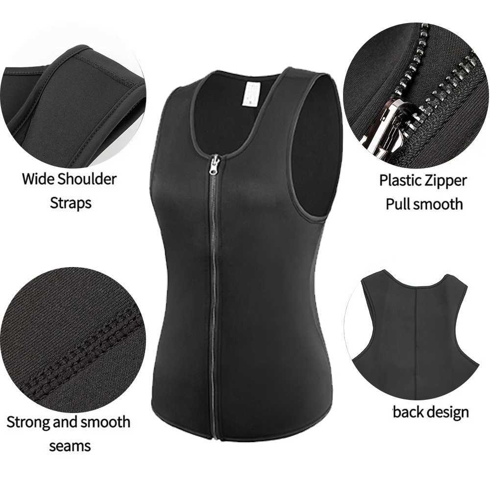 Men Waist Trainer Tummy Control Fitness Corset Zip Sauna Tank Top Neoprene Workout Shirt Vest W250616