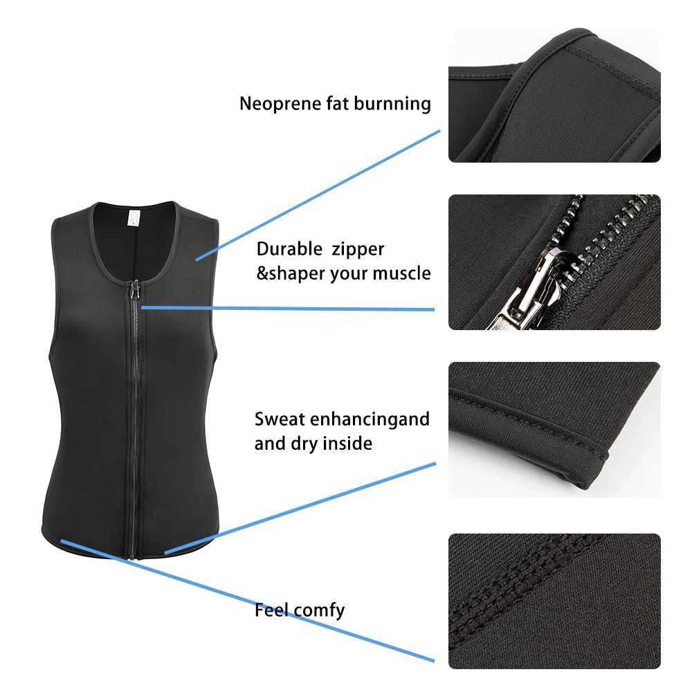 Men Waist Trainer Tummy Control Fitness Corset Zip Sauna Tank Top Neoprene Workout Shirt Vest W250616