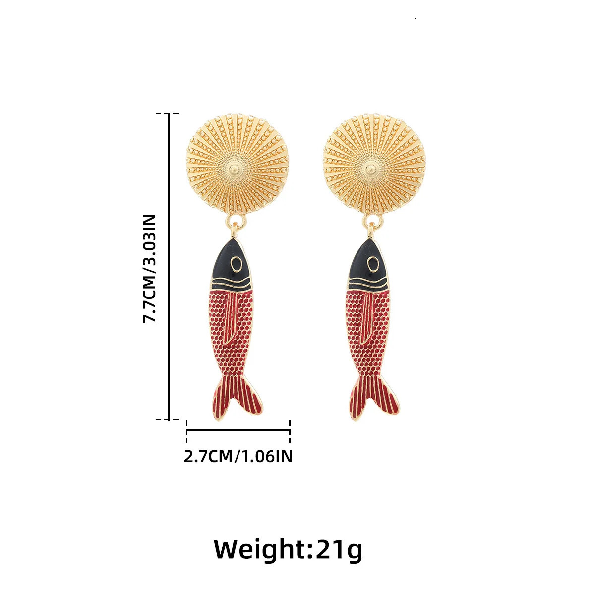 ZAA Fish Pendant Beach Vacation Style Earrings 250610