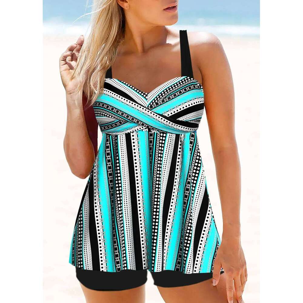 Summer Fashion Sexy Bohemian Style Printed Women's Hanging Neck Bikini Vacation Casual Swimsuit S-6XL