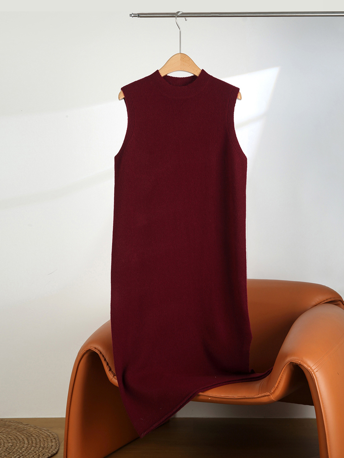 HL175 Summer new round neck sleeveless knitted long dress temperament dress