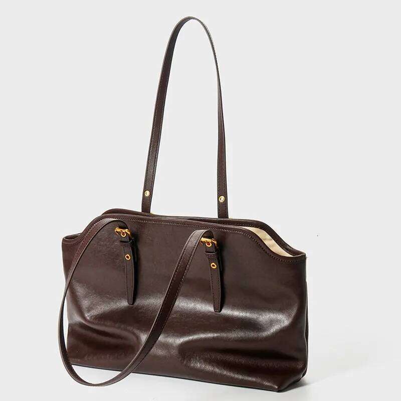Genuine Leather Bags Ladies 2025 New Casual Tote Female Retro Mom Handbag Popular Soft Cowhide Underarm Shoulder Bag