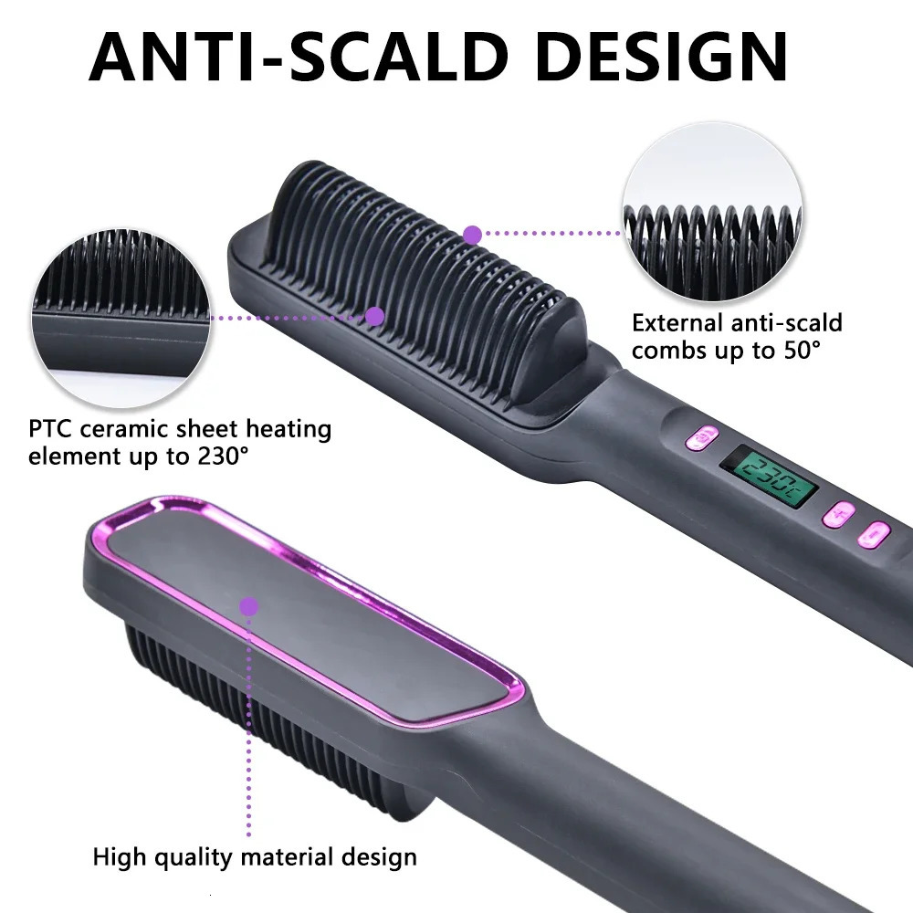 Electric Comb Straight Hair Straightener Straightening Brush Negative Ion Multifunctional AntiScalding Styling Tool 250606