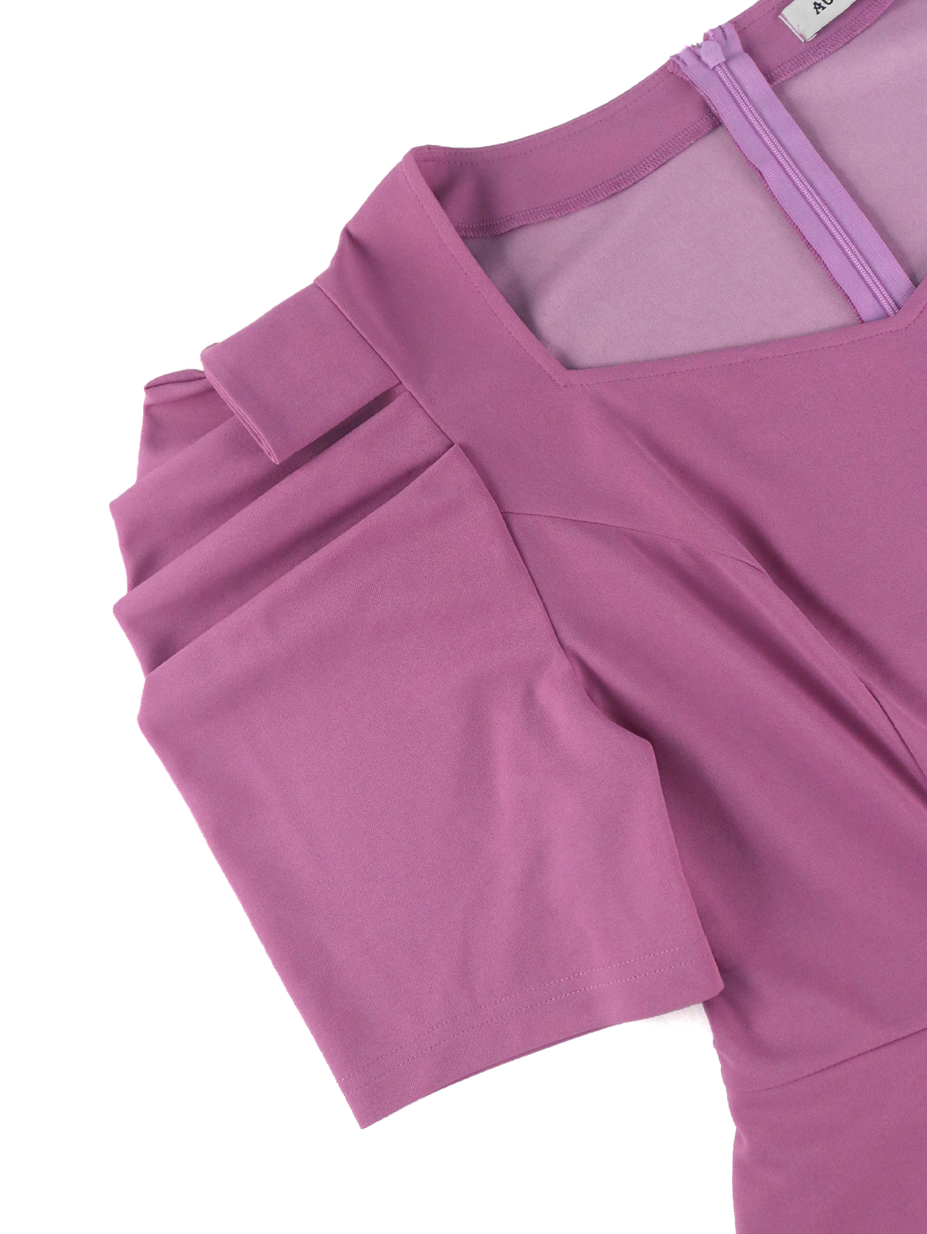 MID Purple Plus Size Dress For Woman A-line Elegant Short Sleeve Peplum Festival Party Church