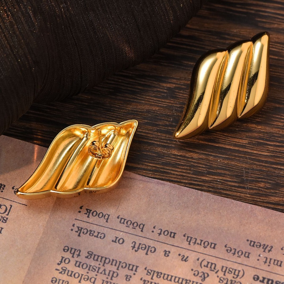 Trendy Fashion Personality Angel Wings Earrings for Women Gold Non-Fading Titanium Steel Ear Jewelry