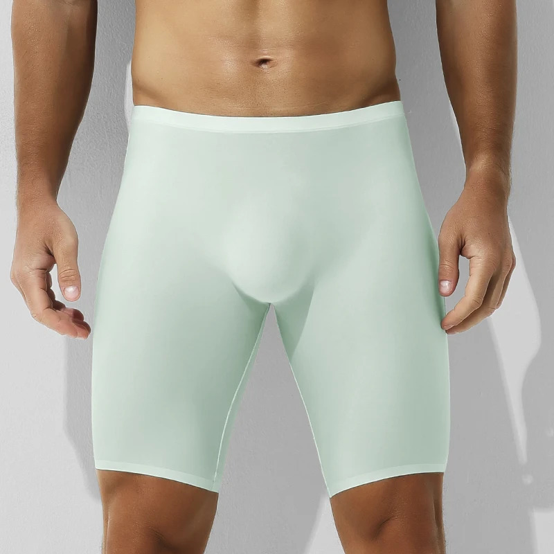 Mens Ice Silk Underwear Sports Mens Summer Thin Boxer Briefs Extended Anti-Wear Legs Traceless Running Quick-Drying Boxer B 250614