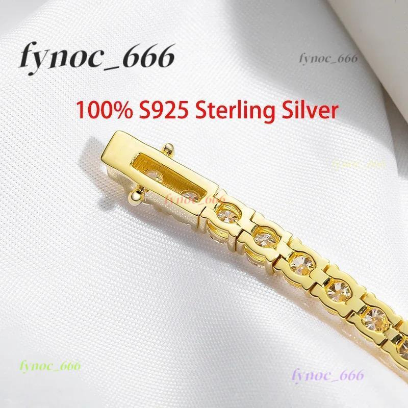 2015 New 18k Gold Plated Moissanite Tennis Bracelet for Women 3/4/5mm Classic S925 Sterling Silver Certified Bracelet for Men GRA