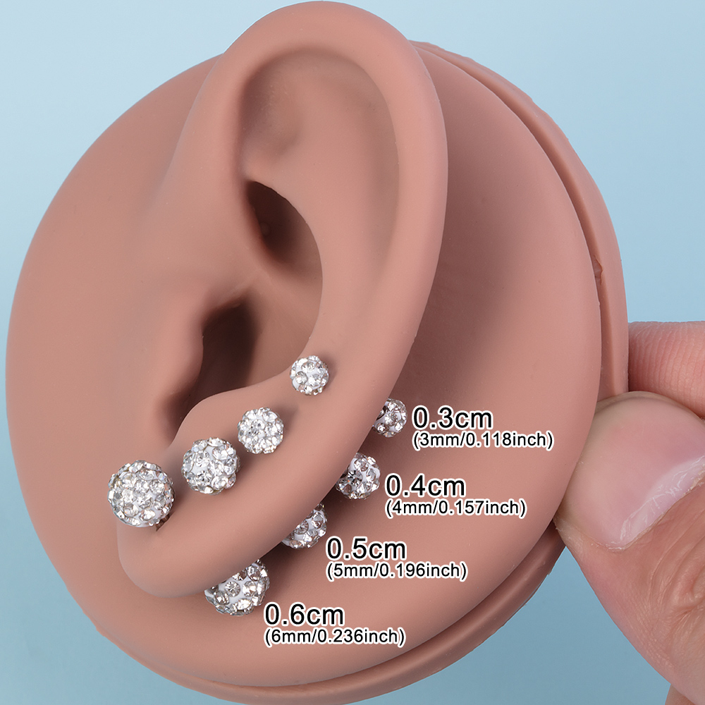 Wholesale of Stainless Steel Shambhala Diamond Ball Earrings, Body Piercing Accessories