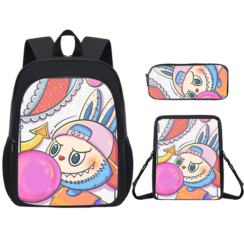 New Labubu Cartoon for Students, Cute Children's Double Shoulder Bag, Large Capacity Backpack