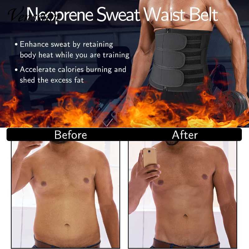 Men Waist Trainer Corset Slimming Belt Weight Loss Body Shaper Abdominal Trimmer Sweat Fat Burner Belly Girdle W250616