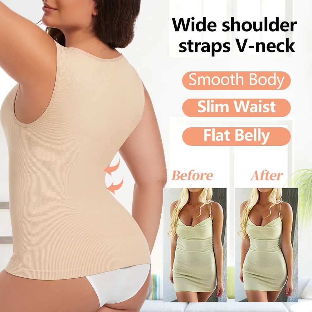 Womens V-neck Shaper Tank Top S-3XL Tummy Control Shapewear Vest New Thin Waist Underwear Solid Color Body Shaper New in W250616