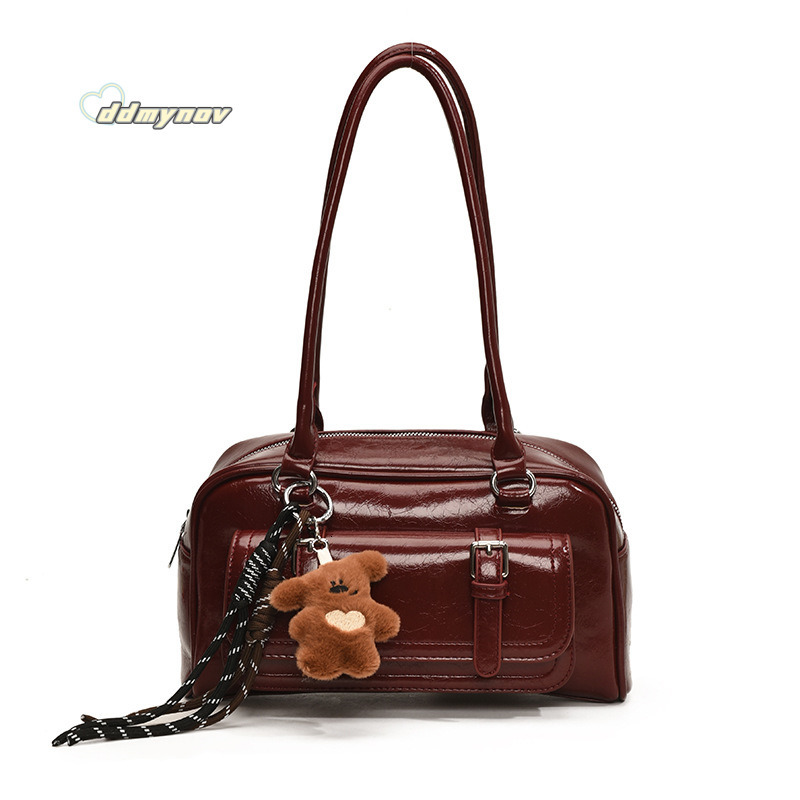 2024 Winter New Korean Style Trendy Travel Single Shoulder Women's Handbag Fashion Casual Boston Underarm Bag ddmynov ddmynov ddmynov ddmynov