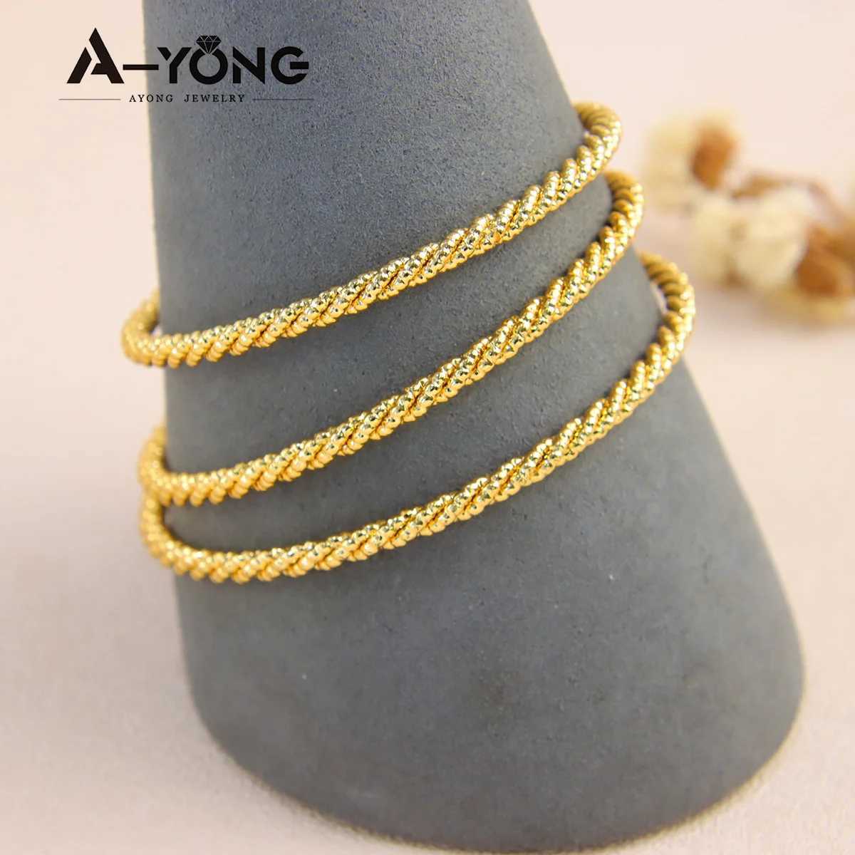 Nigeria Wedding Twist Rope 21k Gold Plated Dubai Classic Cuff Bangles Italian Muslim Islamic Ramadan Party Jewelry Z250616