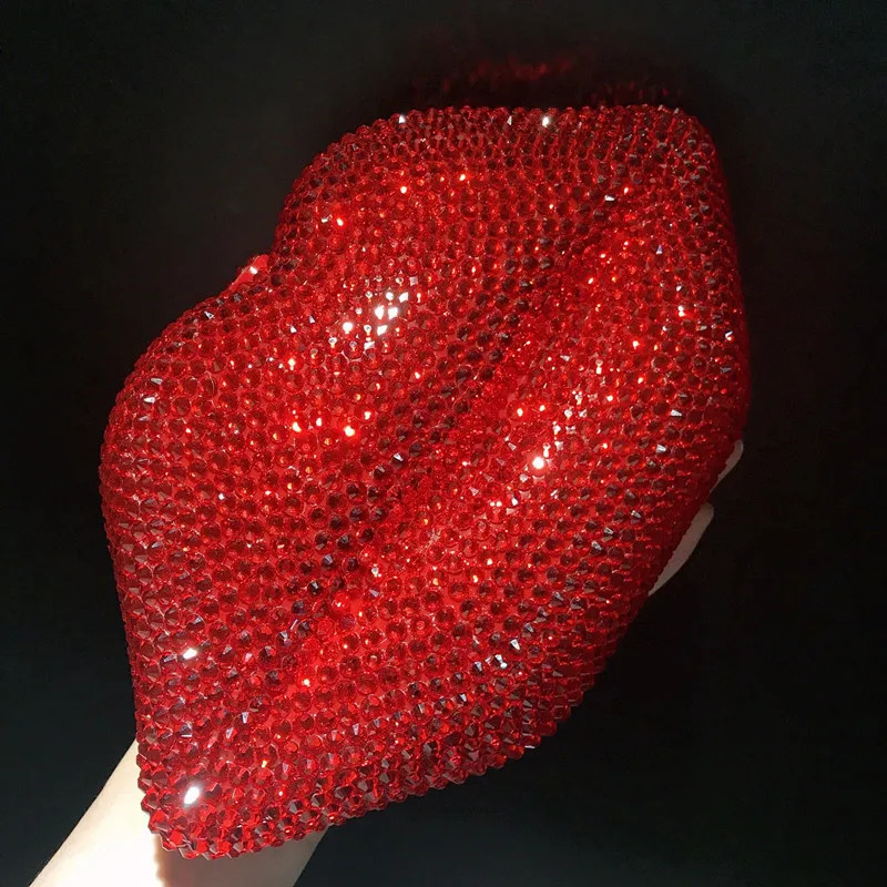 Women Red Lips Clutch Bag High Quality Ladies Acrylic Chain Shoulder Evening Shape Purse 250614