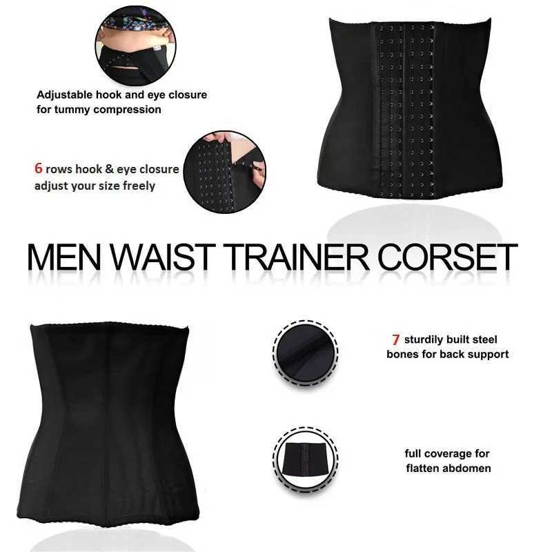 Shapers Men Shapewear Waist Trainer Body Shaper Modeling Belt Fat Compression Strap with 6 Hooks Shapewear Cincher Girdle Corset W250616